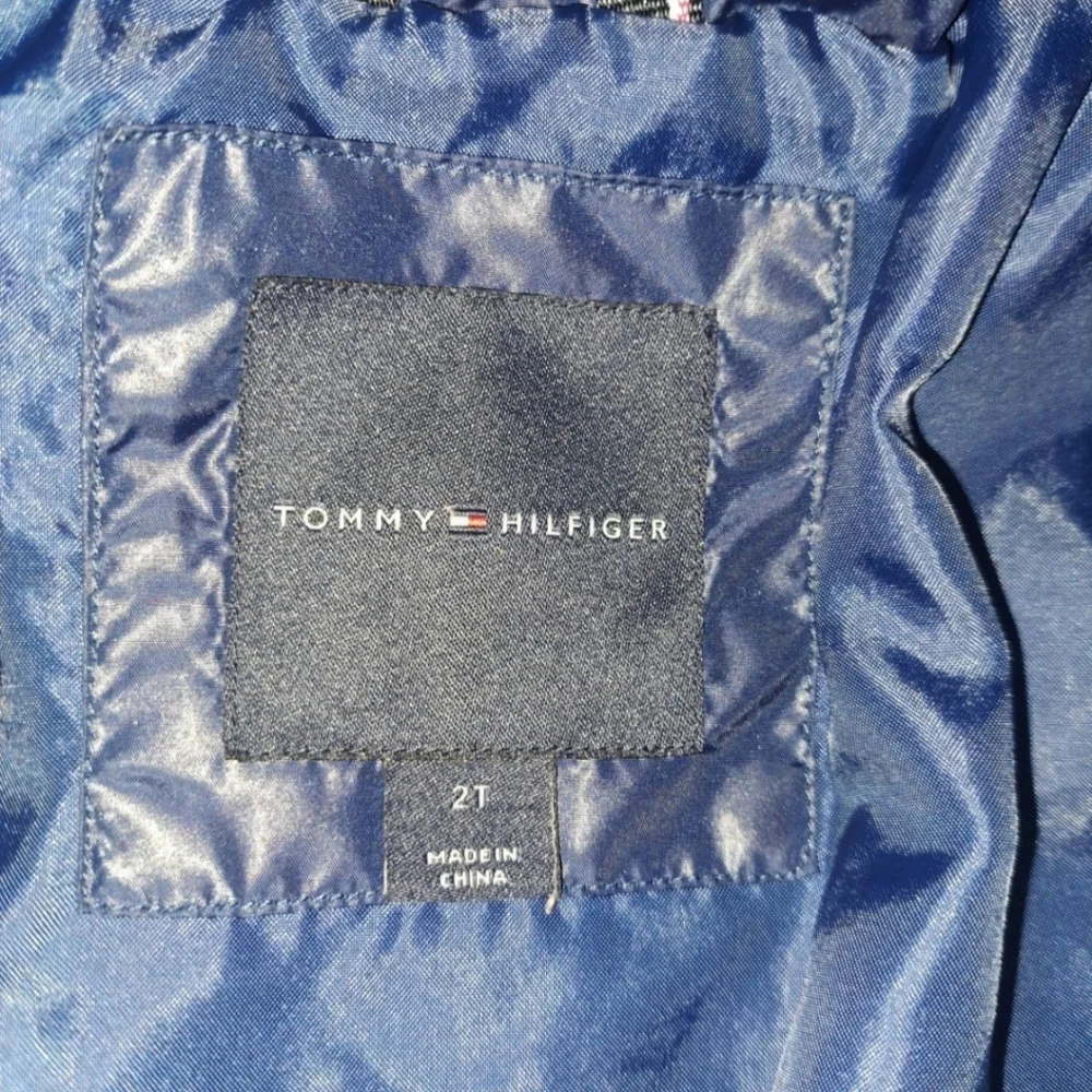 Tommy Hilfiger Navy Blue Puffer Hooded Jacket Button Snaps Zipper Toddler 2T